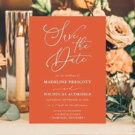 Elegantes Script Verona Sunset Orange Save the Dat Einladung