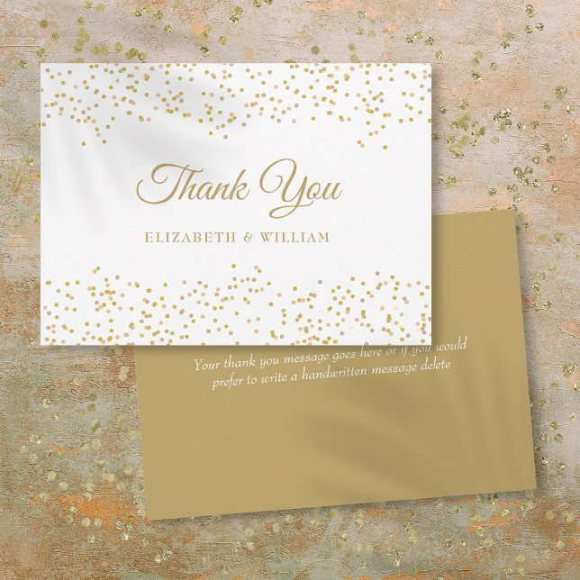 Elegantes Script Vielen Dank Chic Gold Dust Confet Dankeskarte (Elegant Script Chic Gold Dust Confetti Thank You Card)
