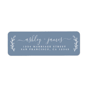 Elegantes Script Vintag Blue Wedding Rücksendeadr