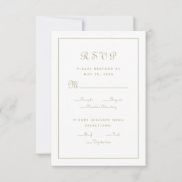Elegantes Script Wahlmenü Goldene Hochzeit RSVP Karte