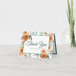 Elegantes Script Watercolor Floral Wedding Foto Dankeskarte