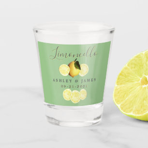 Elegantes Script Watercolor Lemon Wedding Limoncel Schnapsglas