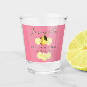 Elegantes Script Watercolor Lemon Wedding Limoncel Schnapsglas