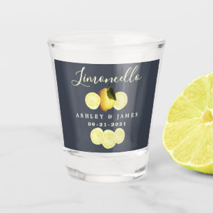 Elegantes Script Watercolor Lemon Wedding Limoncel Schnapsglas