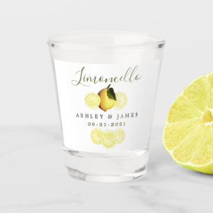 Elegantes Script Watercolor Lemon Wedding Limoncel Schnapsglas
