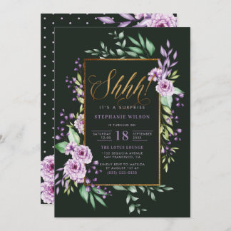 Elegantes Script Watercolor Überraschung Geburtsta Einladung