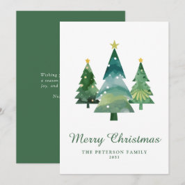 Elegantes Script Watercolor Weihnachtsbaum Non-Fot Feiertagskarte