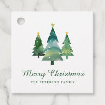 Elegantes Script Watercolor Weihnachtsbaumen