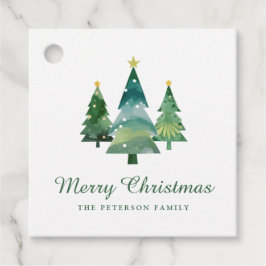 Elegantes Script Watercolor Weihnachtsbaumen Geschenkanhänger