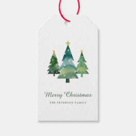 Elegantes Script Watercolor Weihnachtsbaumen Geschenkanhänger