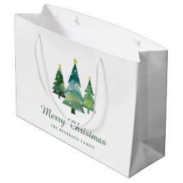 Elegantes Script Watercolor Weihnachtsbaumen Große Geschenktüte