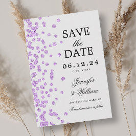 Elegantes Script Wedding Confetti Lila Save The Date