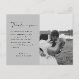 Elegantes Script Wedding Custom Foto Vielen Dank P Postkarte