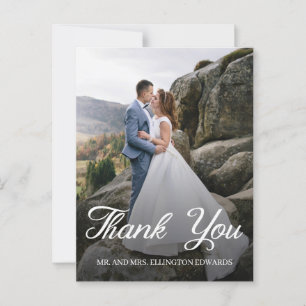 Elegantes Script Wedding Danke Ihnen 2 Foto Postkarte