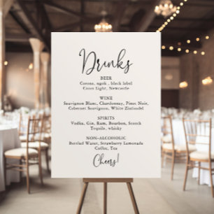Elegantes Script Wedding Drinks Menü Signieren Poster