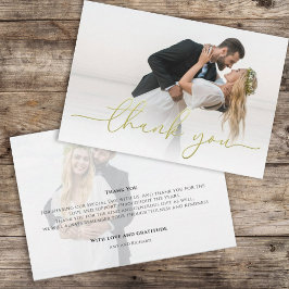 Elegantes Script Wedding Foto Custom Dankeskarte