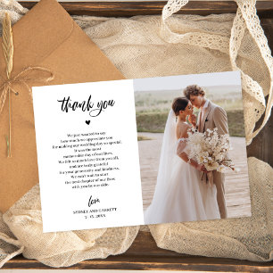 Elegantes Script Wedding Foto Danke Karte