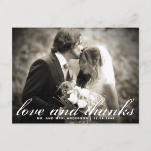 Elegantes Script Wedding Foto Vielen Dank Postcard Postkarte