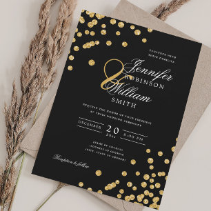 Elegantes Script Wedding Gold Glitzer Confetti Bla Einladung