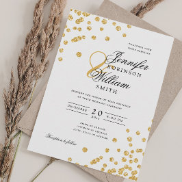 Elegantes Script Wedding Gold Glitzer Confetti Einladung