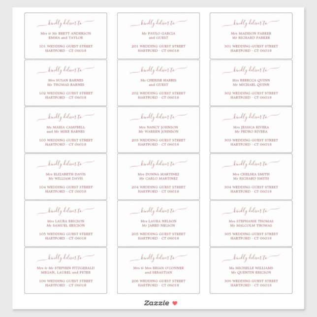 Elegantes Script Wedding Guest Address Label (Blatt)
