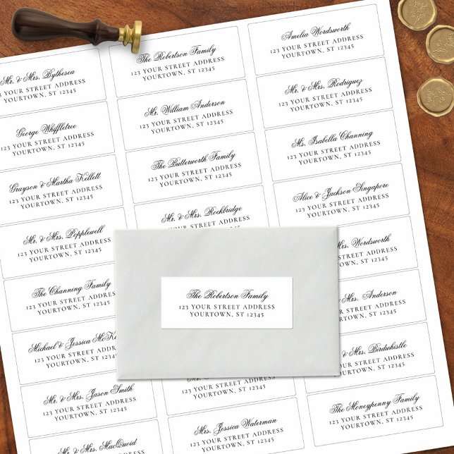 Elegantes Script Wedding Guest Address Labels (Von Creator hochgeladen)