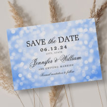 Elegantes Script Wedding Navy Blue Bokeh Lights