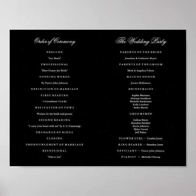 Elegantes Script Wedding Program Inside Download Poster (Vorne)