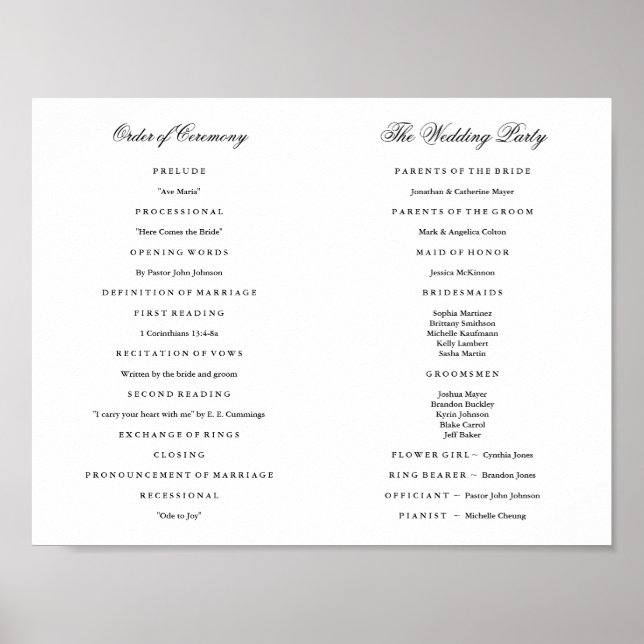 Elegantes Script Wedding Program Inside Download Poster (Vorne)