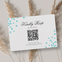 Elegantes Script Wedding QR UAWG Turquoise Confett