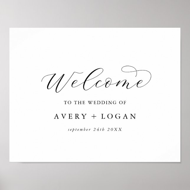 Elegantes Script Wedding Welcome Poster (Vorne)
