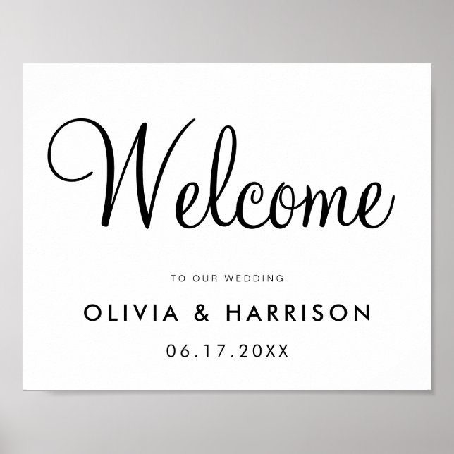 Elegantes Script Wedding Welcome Sign Poster (Vorne)