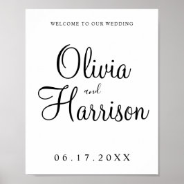 Elegantes Script Wedding Welcome Sign Poster