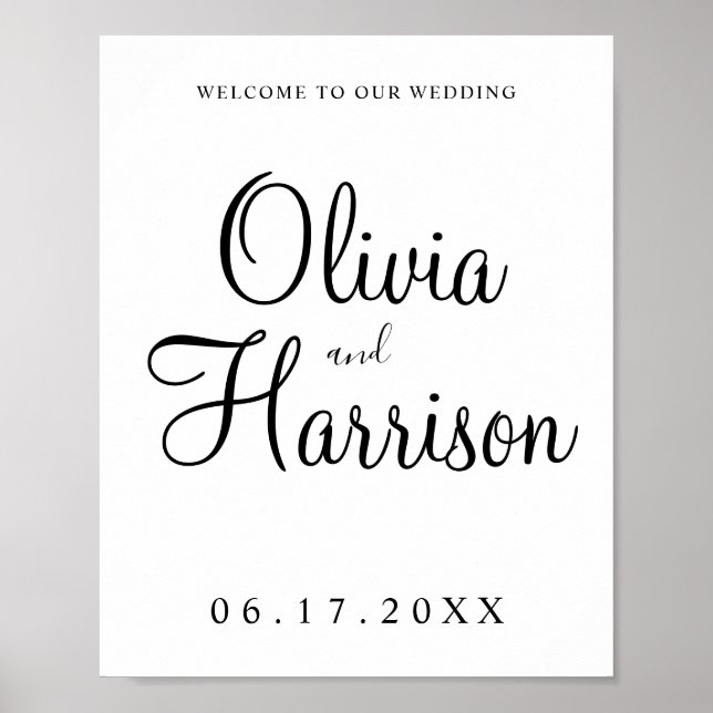 Elegantes Script Wedding Welcome Sign Poster (Vorne)