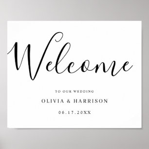 Elegantes Script Wedding Welcome Sign Poster