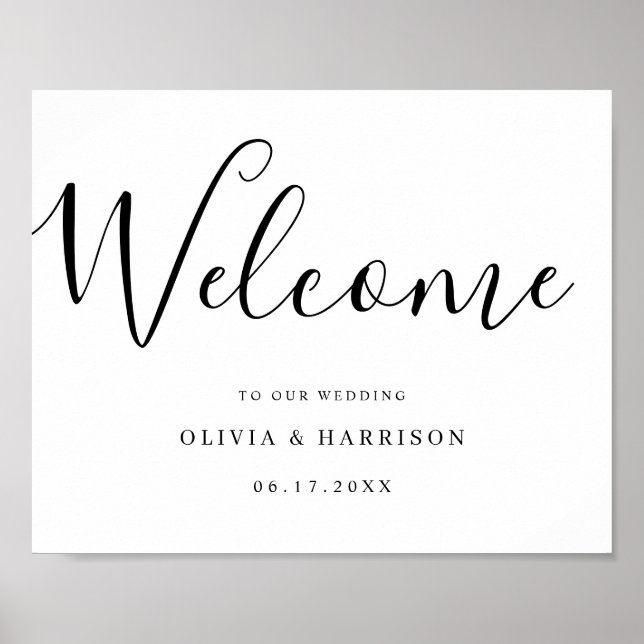 Elegantes Script Wedding Welcome Sign Poster (Vorne)