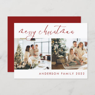 Elegantes Script Weihnachtsgrüßen   Rote Postkarte