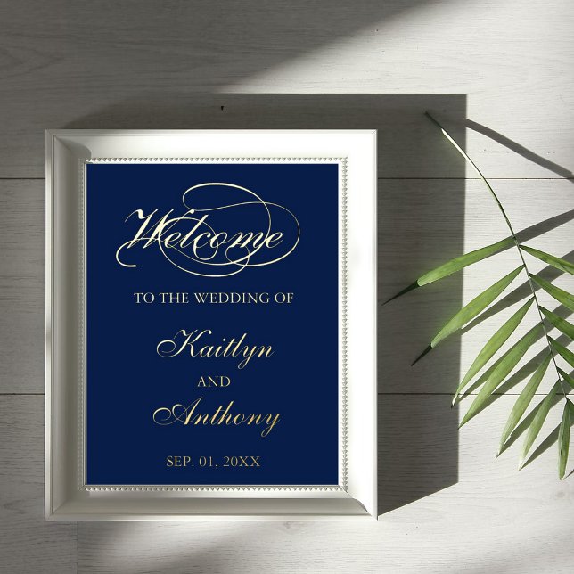 Elegantes Script "Welcome" Real Foil Wedding Sign Foliendrucke (Von Creator hochgeladen)