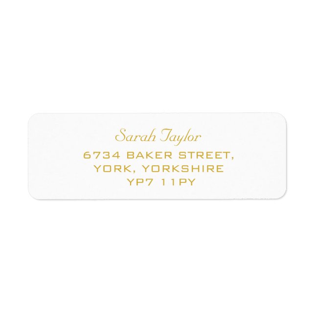 Elegantes Script, White and Gold Name Label (Vorne)