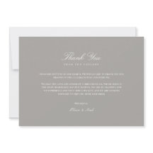 Elegantes Script White & Gray Dankeschön Karte
