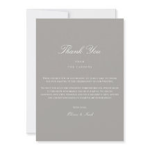 Elegantes Script White & Gray Dankeschön Karte
