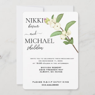 Elegantes Script White Lotus Blume Buds Wedding Einladung