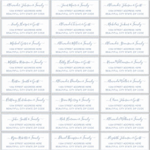 Elegantes Script White Navy Wedding Guest Address Aufkleber