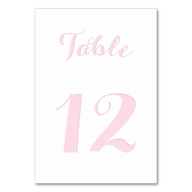 Elegantes Script White Pink Chic Bride Wedding Par Tischnummer (Vorderseite)