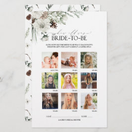 Elegantes Script Winter Floral Brautparty Game