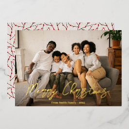 Elegantes Script Winterberry Foto Folien Feiertagskarte