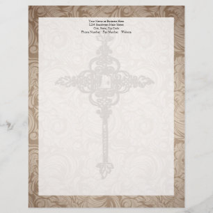 Elegantes Scroll Christlich Kreuz mit wirlem Hinte Briefkopf