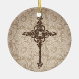 Elegantes Scroll-Christliches Kreuz mit wirbelndem Keramikornament