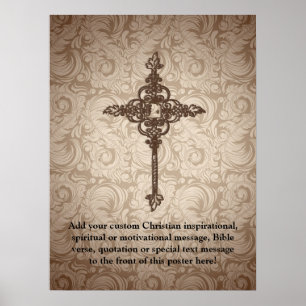 Elegantes Scroll-Christliches Kreuz mit wirbelndem Poster