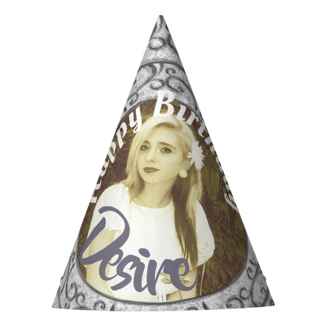 Elegantes Scroll-Foto Einfügen von Party-Hut Perso Partyhütchen (Vorderseite)